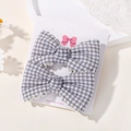 Pinzas para el pelo con lazos de cuadros rosas y blancos para niñas en tarjeta de regalo - Cuadros Grises (2A-1)