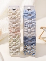 Lot de 20 barrettes à nœuds en tissu pour filles, motifs floral, à carreaux beige et bleu - Bleu Blanc