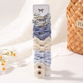 7-piece cute girl hair clip set with floral, polka dot, and plaid bows on white card - Blue Plaid
