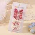 Set di 4 graziosi fermagli per capelli in pizzo rosso e crema per bambine su cartoncino - Stile Rosso (4B)