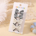 Set di 4 fermagli per capelli in pizzo fatti a mano in bianco e nero per bambine - Stile Bianco e Nero (4C)