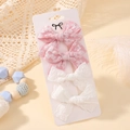 Set of four bow hair clips featuring pink floral patterns and white lace fabric - Pink Floral Lace Style (4C)
