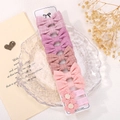 5-piece set of pink and plaid bow hair clips with a floral design for young girls - Purple Floral