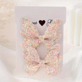 Set di fermagli per capelli a farfalla glitter macaron sfumati su scheda display bianca - Duo Lucentezza Macaron (2A-48)
