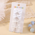 Set di 4 fermagli per capelli in pizzo bianco per bambine su carta artigianale - Stile Bianco (4D)
