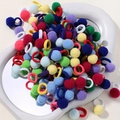 Colorful plush ball hair tie set with high-elastic rubber bands in various soft colors - Large Capacity Colorful Pom (50E)