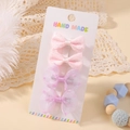 Set di fermagli per capelli in pizzo rosa e tulle viola per bambine su cartoncino - Stile Rosa e Viola (4E)