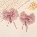 Lot de barrettes à nœuds en organza rose avec rubans longs pour filles et enfants - Rose 2 Pièces / Rose