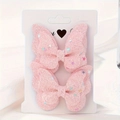 Fermagli per capelli a farfalla rosa glitterata per neonati con paillettes a stella - Stella Rosa Sfumato (2A-49)