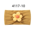 Diadema suave de nailon para bebé con decoración de flor de punto amarillo jengibre - Estilo Amarillo Jengibre (4117-10)