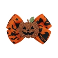 Halloween orange bow hair clip with black bat prints and sparkling pumpkin center - Orange Pumpkin Style (1)