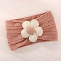 Weiches rosa gestricktes Baby Stirnband mit 3D-Blumenakzent für Kleinkinder - Softrosa (4117-16)