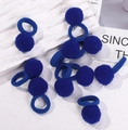 Cute dark blue pom-pom hair ties set with high elasticity rubber bands for women - Deep Blue Klein Style (10A-30)