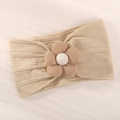 Weiches Baby-Nylon-Stirnband in Beige mit brauner Cord-Blume als Accessoire - Aprikose (4117-21)