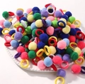 Colorful pom-pom hair ties set in various vibrant shades for women and girls - High Saturation Mix (20A-2)