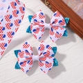 Set di fermagli a fiocco patriottici con cuori glitterati e strisce stellate - Stile Bandiera a Cuore