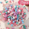 Set of 25 colorful macaron plush ball elastic hair ties for women and children - Macaron Color Style (25A-3)