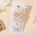 Lot de 5 barrettes pour filles avec papillons en dentelle et nœuds en satin sur carte - 5b (5 Sachets Opp Avec Pochettes Pour Cartes)