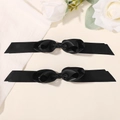 Lot de deux nœuds en satin noir avec longs rubans élégants pour cheveux de fille - Noir (2A-4)