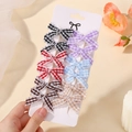 Lot de 10 barrettes à nœuds à carreaux pour filles en couleurs variées sur carte - Ensemble Nœuds à Carreaux Gingham Multicolore (12C)
