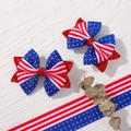 Lazos de pelo con purpurina de bandera americana para niñas con estrellas azules - Rayas Azules con Estrellas Blancas