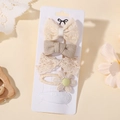 Lot de 5 pinces à cheveux pour filles avec nœuds en dentelle beige et marguerite - Combinaison Nœud Tissé en Dentelle Beige (5C)