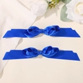 Paire de barrettes noeuds en satin bleu roi pour filles en ruban soyeux brillant - Bleu Roi (2A-6)
