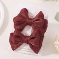 Lot de deux barrettes à nœuds en organza bordeaux pour filles au style académie - Lot de Barrettes Nœuds / Bordeaux