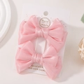 Set of two soft pink satin bow hair clips for girls on a white display card - Bow Hair Clips Set / Pink