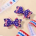 Pair of glitter American flag bow hair clips for girls with July 4th patriotic theme - USA Ribbon Decoration