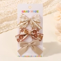 Set di 3 fermagli per capelli fatti a mano con motivi floreali e beige a quadretti - 3f (3 Porta Carte In Buste Opp)