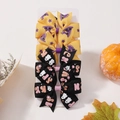 Halloween Kinder Haarschleifen Set mit gelben Hexenhüten und schwarzen Geistermustern - Gelb Schwarz Zauberhut Geist Kombi (4D)