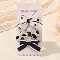 Set di 3 fermagli per capelli a fiocco fatti a mano con motivi floreali, maculati e bordati - Stile Maculato Floreale Bianco e Nero