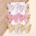 Fermagli per capelli a farfalla con glitter e perle, set da 6 in blu rosa e oro - Set Fermagli Farfalla / Blu Rosa Oro (6F)