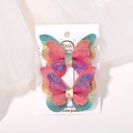 Fermagli per capelli a farfalla arcobaleno glitterati per neonati con fiocchi in tessuto - 2a-20 (2 Pezzi In Una Bustina Di Cartone Opp)