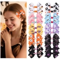 Halloween kids bow hair clips set with festive ghost spider and bat patterns in assorted colors - Full Assorted Holiday Variety