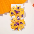 Halloween yellow and purple bow hair clips with wizard hat pattern for kids hair styling - Yellow Purple Wizard Hat Style (2A-10)