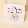 Set di fasce per neonati con fiocco crema e fiore di camelia con perla sintetica - Fiocco Crema e Camelia Beige