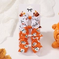 Halloween butterfly hair clips set of 4 with pumpkin ghost pattern and BOO lettering - Pumpkin And Trick or Treat Style