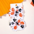 Halloween white bow hair clips with orange pumpkin and black ghost prints for kids - White Pumpkin Ghost Style (2A-2)