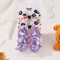 Halloween ghost and pumpkin pattern butterfly bow hair clips set on display card - Ghost And Pumpkin Style