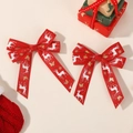 Weihnachts-Haarspangen-Set mit roten Schleifen, Rentiermotiv und festlichen Bändern - Rot Satin Rentier (2A-8)