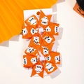 Halloween kids orange bow hair clips with ghost pattern and BOO lettering set - Orange BOO Ghost Style (2A-9)