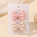 Lot de 2 barrettes à cheveux pour enfants avec motifs à carreaux roses et broderies - Style Plaid Rose Et Motif Floral (5217-2G)