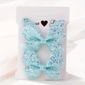 Set di due fermagli per capelli a farfalla glitter blu chiaro su carta bianca - Duo Blu Cielo (2A-32)