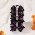 Halloween butterfly bow hair clips set with spider web and pumpkin patterns - Spider Web And Jack O Lantern Style