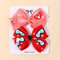 Lot de barrettes de Noël avec nœuds roses et rouges, motifs flocons et tête de cerf - Style Cerf Flocon de Neige Rose Orange (2B)