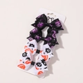 Halloween butterfly bow clip set with purple pumpkin and ghost prints on 3 pieces - Purple Pumpkin And White Ghost Style
