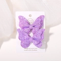 Set di fermagli per capelli a farfalla viola glitterati su scheda bianca - 2A-11
