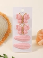 Juego de pinzas para el pelo de mariposa de punto rosa para niñas con textura tejida - Rosa (4B)